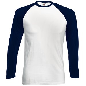 Футболка "Long Sleeve Baseball T", белый с глубоким темно-синим