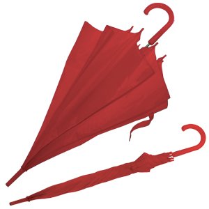 Зонт-трость с пластиковой ручкой, полуавтомат; красный; D=103 см; нейлон; шелкография