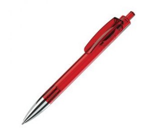 TRIS CHROME LX, авторучка шариковая, прозрачный красный/хром