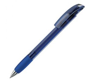 NOVE LX, авторучка шариковая с грипом, прозрачный синий/хром