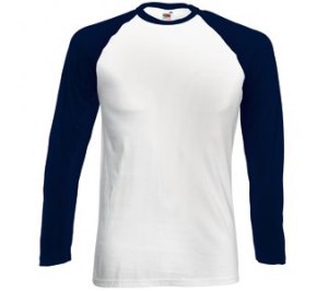 Футболка "Long Sleeve Baseball T", белый с глубоким темно-синим