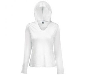 Футболка "Lady-Fit Lightweight Hooded T", белый