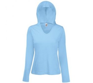 Футболка "Lady-Fit Lightweight Hooded T", небесно-голубой
