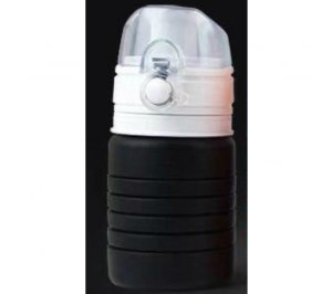 Бутылка для воды складная с карабином SPRING; 550/250 мл, силикон, черная