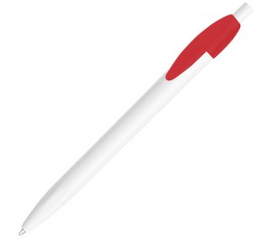 Ручка шариковая X-1 WHITE, белый/красный непрозрачный клип, пластик