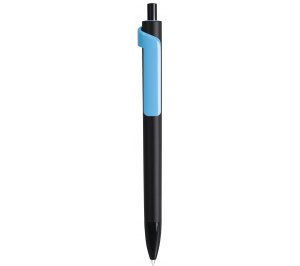 Ручка шариковая FORTE SOFT BLACK, черный/голубой, пластик, покрытие soft touch
