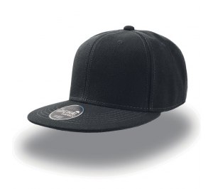 Бейсболка "SNAP BACK" 6 клиньев, плоский козырек, пластиковая застежка пвх,черный, 100% акрил, 400 г