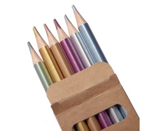 Набор цветных карандашей METALLIC, 6 цветов, дерево, картон