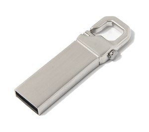 USB flash-карта CARABINE (8Гб), серебристая, 4,8х1,5х0,5 см, металл