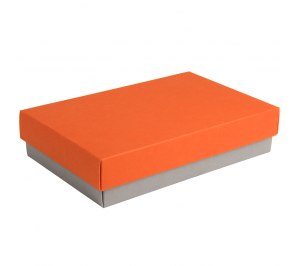 Коробка подарочная CRAFT BOX, 17,5*11,5*4 см, серый, оранжевый, картон 350 гр/м2