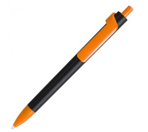 Ручка шариковая FORTE SOFT BLACK, черный/оранжевый, пластик, покрытие soft touch