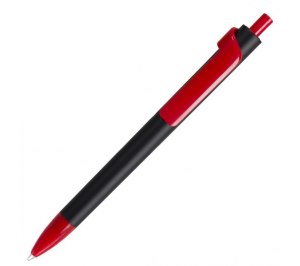 Ручка шариковая FORTE SOFT BLACK, черный/красный, пластик, покрытие soft touch