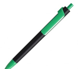 Ручка шариковая FORTE SOFT BLACK, черный/зеленый, пластик, покрытие soft touch