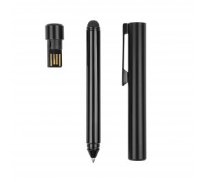 GENIUS, ручка с флешкой, 4 GB, колпачок, карбоновый, металл  