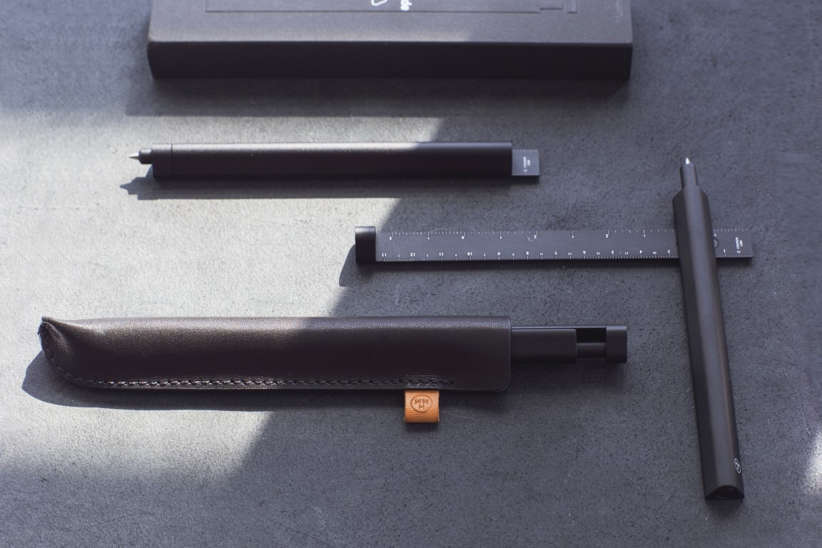 НАБОР 2 в 1: Шариковая ручка и линейка SLIDE BLACK