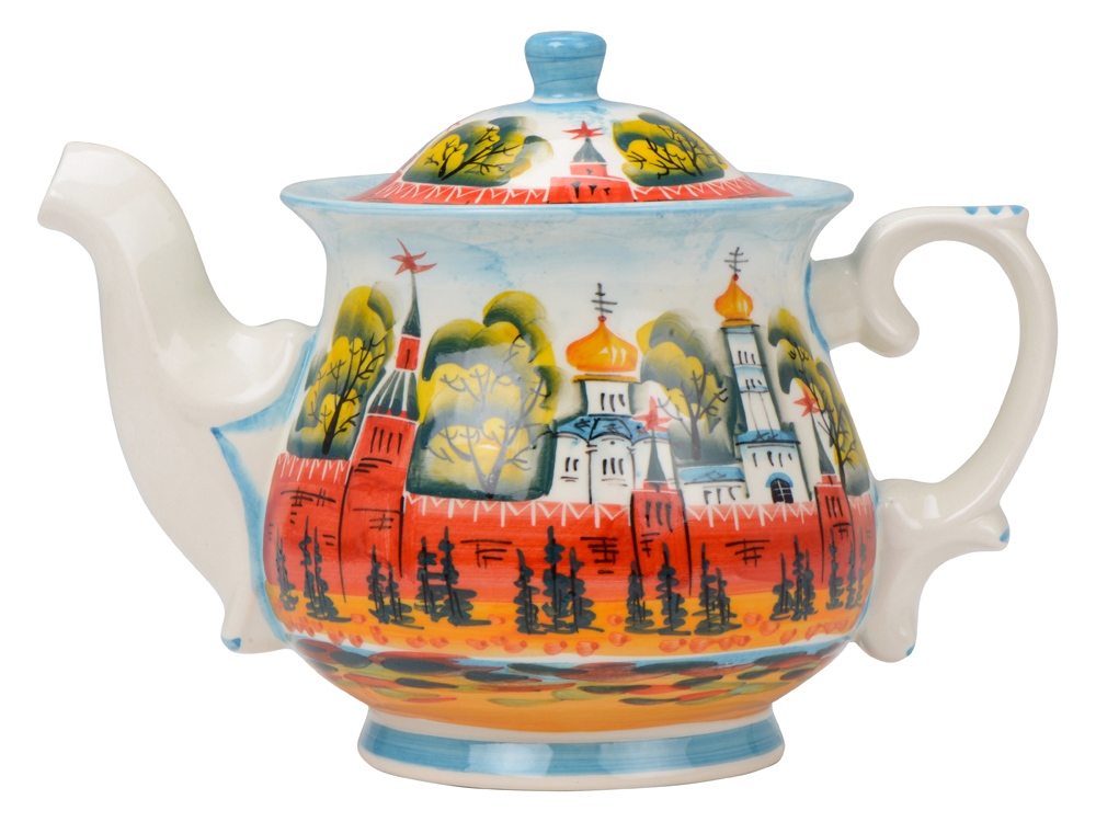 Набор Кремлевский: кукла на чайник, чайник заварной с росписью