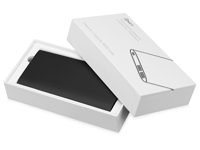 Портативное зарядное устройство с 2-мя USB-портами, 8000 mAh, черный