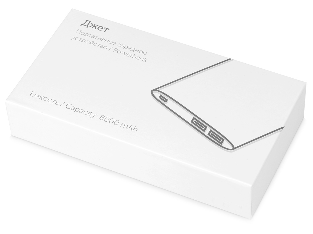 Портативное зарядное устройство с 2-мя USB-портами, 8000 mAh, черный