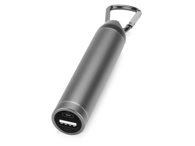 Портативное зарядное устройство с карабином, 2600 mAh, серый