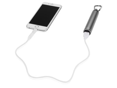 Портативное зарядное устройство с карабином, 2600 mAh, серый