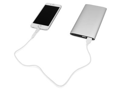 Портативное зарядное устройство с 2-мя USB-портами, 8000 mAh, серебристый
