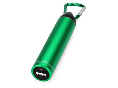 Портативное зарядное устройство с карабином, 2600 mAh, зеленый