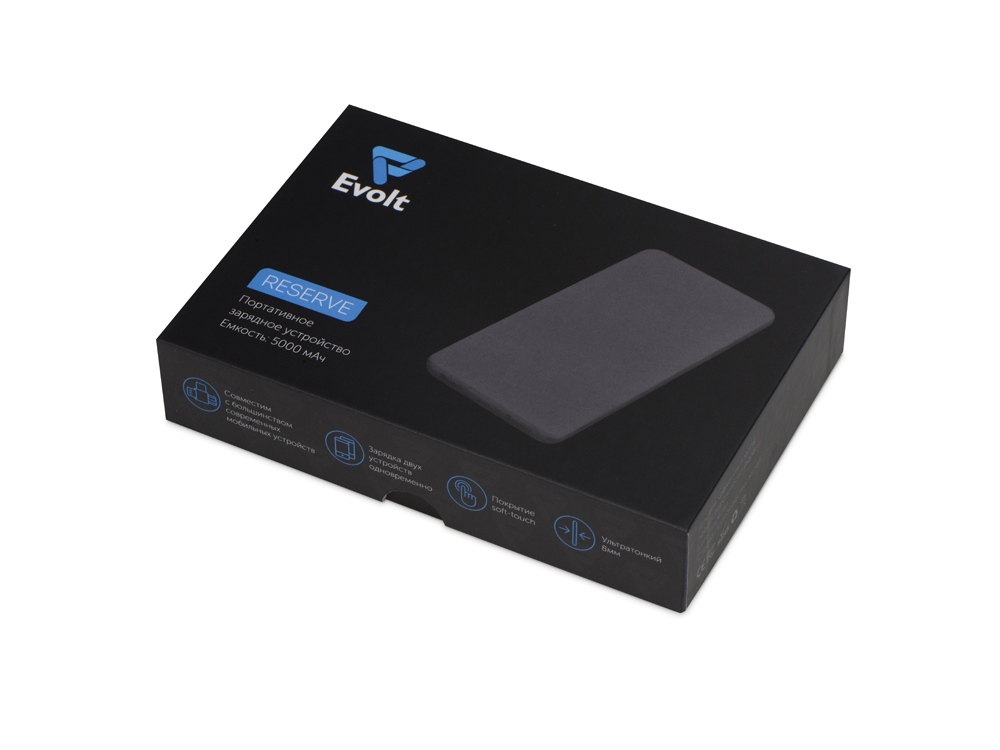 Портативное зарядное устройство Reserve с USB Type-C, 5000 mAh, красный