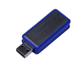 USB-флешка промо на 16 Гб прямоугольной формы, выдвижной механизм, синий