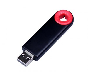 USB-флешка промо на 128 Гб прямоугольной формы, выдвижной механизм, красный