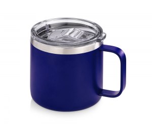 Кружка стальная Alaska с крышкой слайдером, powder coating, синий