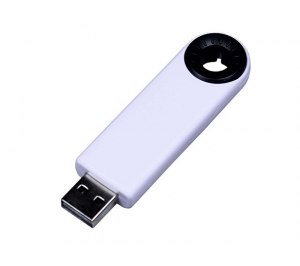 USB-флешка промо на 4 Гб прямоугольной формы, выдвижной механизм, черный