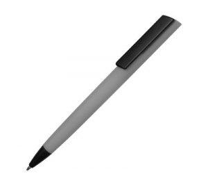 Ручка пластиковая soft-touch шариковая «Taper», серый/черный