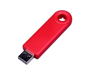 USB-флешка промо на 32 Гб прямоугольной формы, выдвижной механизм, красный