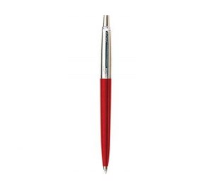 Авторучка шариковая Parker, модель Jotter, серебристая с красным 