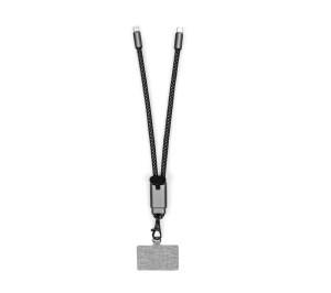 Ремешок-держатель для телефона с зарядным кабелем USB-C - USB-C Lany Wristband Charge Eco, серый