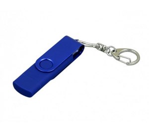 Флешка с поворотным механизмом, c дополнительным разъемом Micro USB, 32 Гб, синий