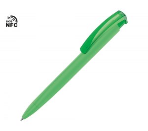 Ручка пластиковая шариковая трехгранная Trinity K transparent Gum soft-touch с чипом передачи информации NFC, зеленое яблоко