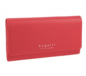 Кошелёк женский BUGATTI Linda, красный, натуральная воловья кожа, 19х3х10 см