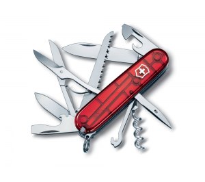Нож перочинный VICTORINOX Huntsman, 91 мм, 15 функций, полупрозрачный красный