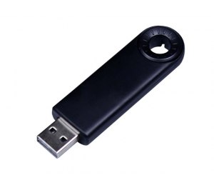 USB-флешка промо на 128 Гб прямоугольной формы, выдвижной механизм, черный