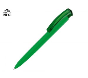 Ручка пластиковая шариковая трехгранная Trinity K transparent Gum soft-touch с чипом передачи информации NFC, зеленый