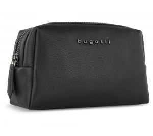 Косметичка BUGATTI Bella, чёрная, воловья кожа/полиэстер, 19х8,5х11 см