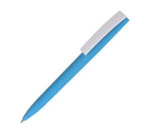 Ручка пластиковая soft-touch шариковая Zorro, голубой/белый