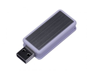USB-флешка промо на 32 Гб прямоугольной формы, выдвижной механизм, белый