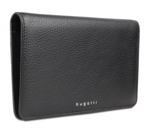 Кошелёк женский BUGATTI Lady Top, чёрный, натуральная воловья кожа, 19,5х2х11,2 см