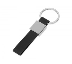 Брелок из металла и иск.кожи Strap, серебристый/черный
