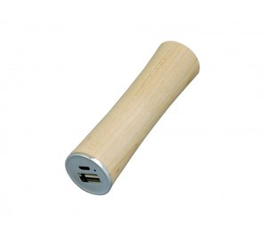 PB_wood2 Универсальное зарядное устройство power bank круглой формы. 2200MAH. Белый