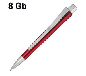 Авторучка с флеш-картой USB 8 GB "GENIUS METALLIC". Бордовый, серебристый