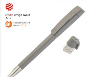 Авторучка с флеш-картой USB 8GB «TURNUS M», светло-серый