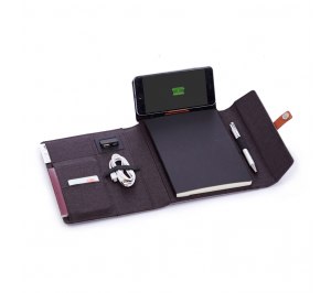 Папка с беспроводным ЗУ 4000 mAh и блокнотом softtouch
